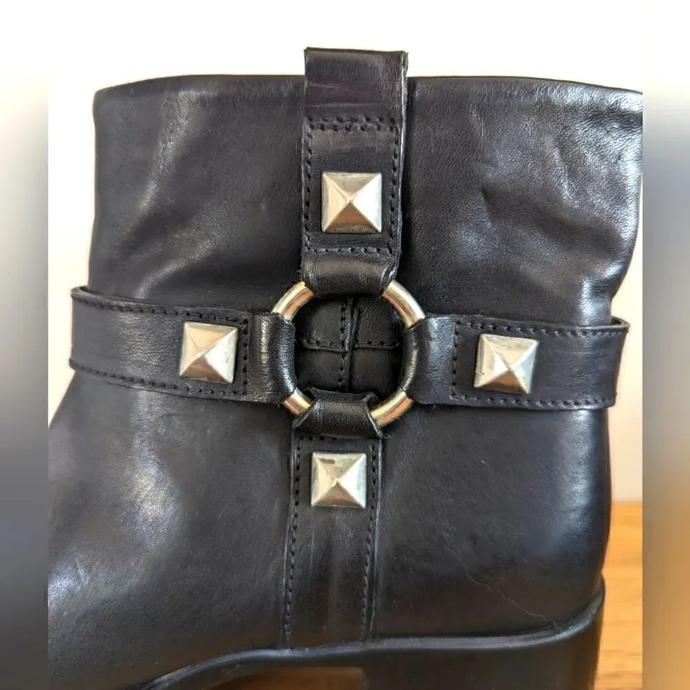 AGL Studded Boots 5 Moto Rock Rebel Punk Grunge Whimsigoth Dark Academia Boho